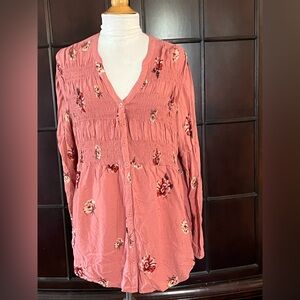 Torrid twill smocked floral babydoll tunic